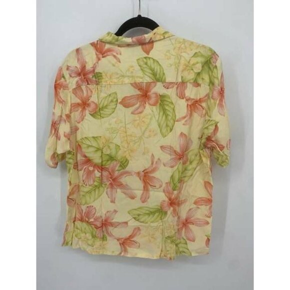 Kaua'iana Top Aloha Hawaiian Shirt Yellow Floral - Picture 6 of 10